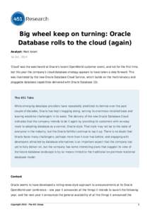 Big Wheel Keep On Turning: Oracle Database Rolls to the Cloud (Again)