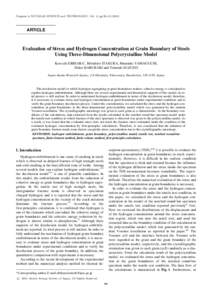 Progress in NUCLEAR SCIENCE and TECHNOLOGY, Vol. 2, ppARTICLE Evaluation of Stress and Hydrogen Concentration at Grain Boundary of Steels Using Three-Dimensional Polycrystalline Model