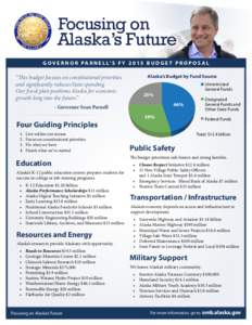 Focusing on Alaska’s Future G O V E R N O R P A R N E L L’ S F Y[removed]B U D G E T P R O P O S A L Alaska’s Budget by Fund Source  “This budget focuses on constitutional priorities