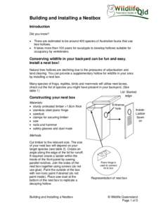 Building and Installing a Nestbox Introduction Did you know?  