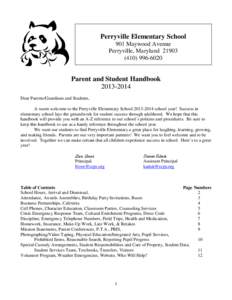 Perryville Elementary School 901 Maywood Avenue Perryville, Maryland[removed]6020  Parent and Student Handbook