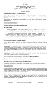 MINUTES Regular Meeting of the Lompoc City Council Tuesday, October 7, 2014 City Hall, 100 Civic Center Plaza, Council Chambers CLOSED SESSION OPEN SESSION – 6:00 P.M. – Council Chambers