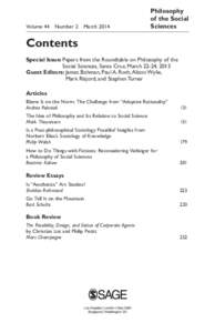 Volume 44  Number 2  MarchPhilosophy of the Social Sciences