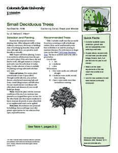 Small Deciduous Trees Fact Sheet No.	[removed]Gardening Series| Trees and Shrubs  by J.E. Klett and C. Wilson*