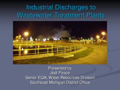 Discharges to Wastewater Treatment Plants