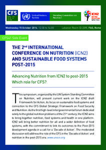 Wednesday 15 October 2014, 12:30 to 14:00  Lebanon Room (D-209), FAO, Rome CFS41 Side Event