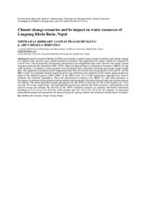 Evolving Water Resources Systems: Understanding, Predicting and Managing Water–Society Interactions Proceedings of ICWRS2014, Bologna, Italy, June[removed]IAHS Publ. 364, 2014, [removed]Climate change scenarios and its imp