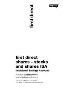 first direct shares - stocks and shares ISA (Individual Savings Account) Available to first direct share dealing customers