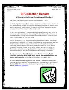 BLOOMINGTON PROFESSIONAL COUNCIL (BPC) NEWSLETTER APRIL/MAY 2013