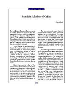 Orissa Review * April[removed]Sanskrit Scholars of Orissa