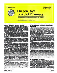 News  February 2011 Oregon State Board of Pharmacy