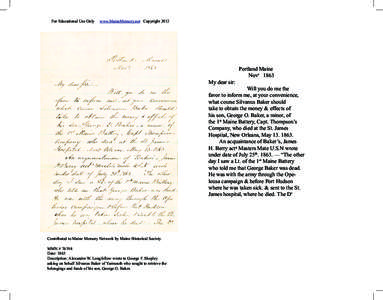 Baker / George Shepley / George Foster Shepley / Eastern United States / Politics of the United States / Geography of the United States / Portland – South Portland – Biddeford metropolitan area / Maine / New England