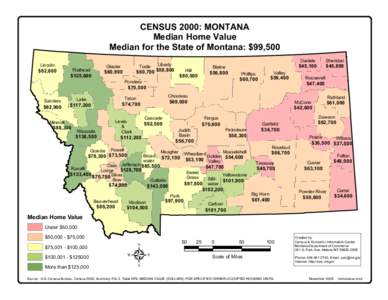 CENSUS 2000: MONTANA Median Home Value Median for the State of Montana: $99,500 Lincoln  $82,600