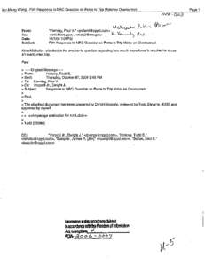 E-mail from P. Fleming, NPP, to K. Kennedy, RIV, and M. Honcharik, NRR, Re: Response to NRC Question on Force to Trip Motor on Overcurrent.