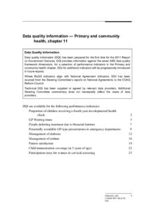 DQI - Chapter 11: Primary and community health - Report on Government Services 2011