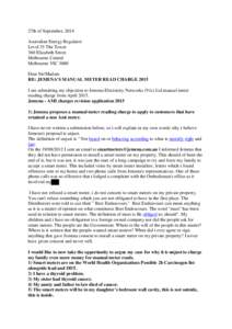 27th of September, 2014 Australian Energy Regulator Level 35 The Tower 360 Elizabeth Street Melbourne Central Melbourne VIC 3000