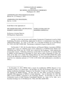 UNITED STATES OF AMERICA Before the SECURITIES AND EXCHANGE COMMISSION Washington, D.C[removed]ADMINISTRATIVE PROCEEDINGS RULINGS Release No[removed]January 2, 2015
