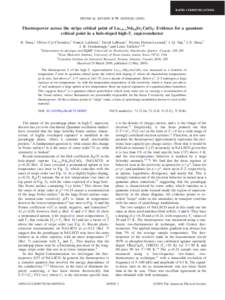 RAPID COMMUNICATIONS  PHYSICAL REVIEW B 79, 180505共R兲 共2009兲 Thermopower across the stripe critical point of La1.6−xNd0.4SrxCuO4: Evidence for a quantum critical point in a hole-doped high-Tc superconductor