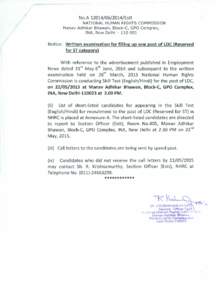 No.AEstt NATIONAL HUMAN RIGHTS COMMISSION Manav Adhikar Bhawan, Block-C, GPO Complex, INA, New DelhiNotice: