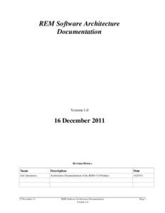 REM Software Architecture Documentation Version[removed]December 2011