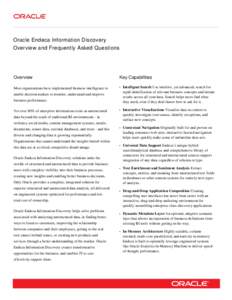 Oracle Endeca Information Discovery Overview and Frequently Asked Questions