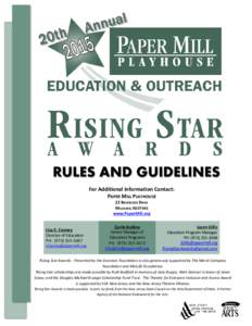 Paper Mill Playhouse / AFL Rising Star / Evaluation