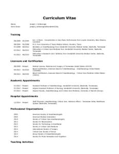 Curriculum Vitae  Name: Joseph J. Schlesinger   Work Email: