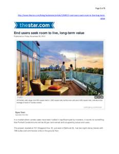 Page 1 of 5 http://www.thestar.com/living/realestate/articleend-users-seek-room-to-live-long-termvalue End users seek room to live, long-term value Published on Friday November 09, 2012