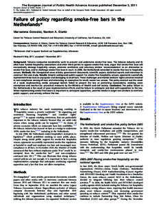 The European Journal of Public Health Advance Access published December 5, 2011 European Journal of Public Health, 1–7 ß The AuthorPublished by Oxford University Press on behalf of the European Public Health As