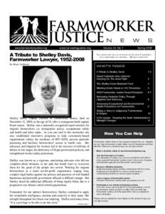 Shelley Davis / Farmworker / Environmental health / César Chávez / United Farm Workers / PCUN / Pesticide / The Harvest / Farm Labor Organizing Committee / Agriculture / United States / Blind people