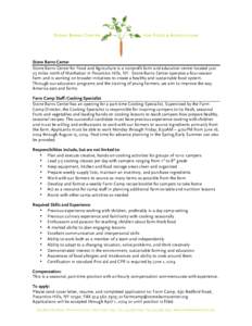Microsoft Word - Farm Camp Cooking Specialist Position Description 2014.docx