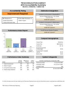 TEXAS EDUCATION AGENCY 2013 Accountability Summary MILAM EL[removed]CONROE ISD Accountability Rating