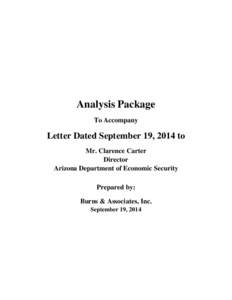 Analysis Package To Accompany Letter Dated September 19, 2014 to Mr. Clarence Carter Director