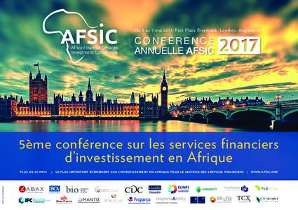 Du 3 au 5 mai 2017, Park Plaza Riverbank, Londres, Angleterre  CONFÉRENCE ANNUELLE AFSIC  5ème conférence sur les services financiers