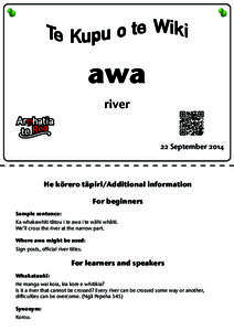awa river 22 SeptemberHe körero täpiri/Additional information