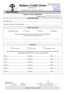 Cheque Account Application