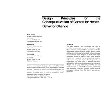 Design Principles for the Conceptualization of Games for Health Behavior Change
