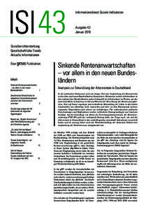 ISI 43  Informationsdienst Soziale Indikatoren Ausgabe 43 Januar 2010