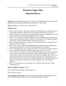 Rosemont Copper Mine, Objection Review Response