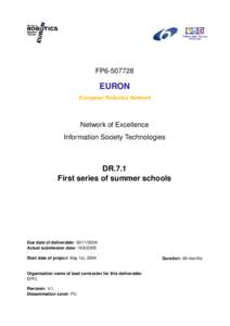 FP6[removed]EURON European Robotics Network  Network of Excellence