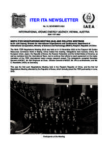 ITER ITA NEWSLETTER No. 10, NOVEMBER 2003 INTERNATIONAL ATOMIC ENERGY AGENCY, VIENNA, AUSTRIA ISSN 1727–9852