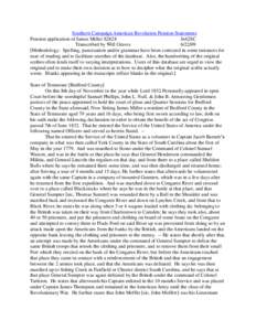 Southern Campaign American Revolution Pension Statements Pension application of James Miller S2828 fn42SC Transcribed by Will Graves[removed]Methodology: Spelling, punctuation and/or grammar have been corrected in some 