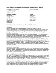 Pend Oreille County Parks & Recreation Advisory Board Meeting Cusick Community Center Cusick, Washington Minutes, Draft  October 20, 2010
