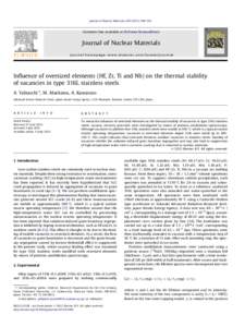 Influence of oversized elements (Hf, Zr, Ti and Nb) on the thermal stability of vacancies in type 316L stainless steels