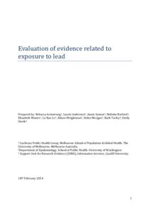 Evaluation of evidence related to exposure to lead