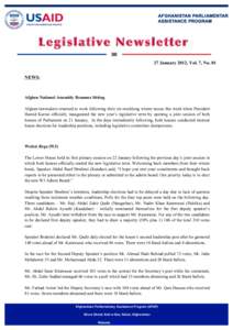 1 2 Legislative	
 Newsletter	
  27 January 2012, Vol. 7, No. 01 NEWS: