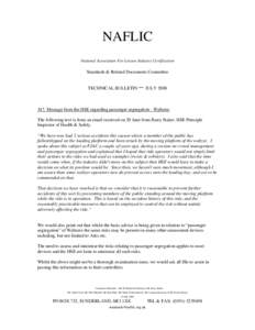 NAFLIC National Association For Leisure Industry Certification Standards & Related Documents Committee  TECHNICAL BULLETIN