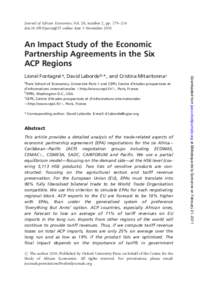 Journal of African Economies, Vol. 20, number 2, pp. 179–216 doi:[removed]jae/ejq037 online date 3 November 2010 An Impact Study of the Economic Partnership Agreements in the Six ACP Regions