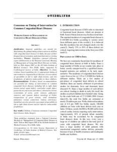 GUIDELINES  Consensus on Timing of Intervention for Common Congenital Heart Diseases  I. INTRODUCTION