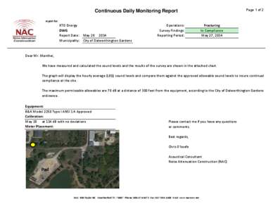 Page 1 of 2  Continuous Daily Monitoring Report report for:  XTO Energy